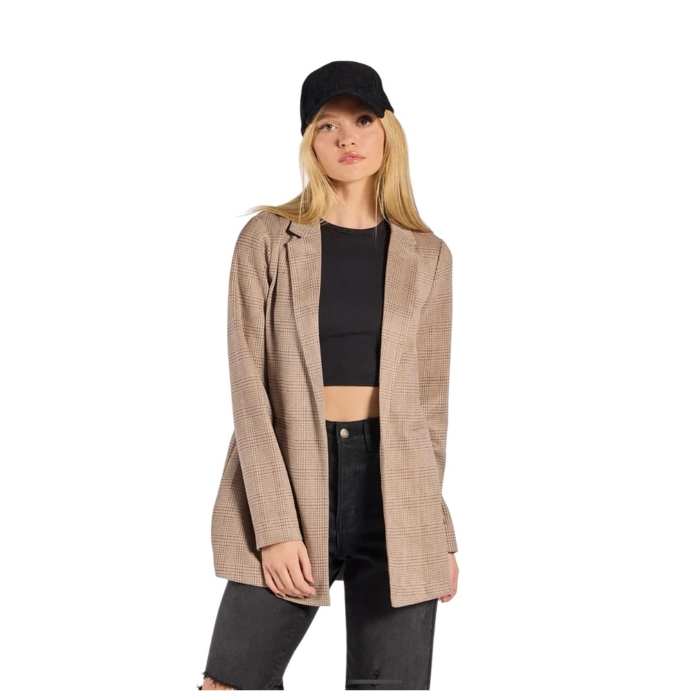 NWT Windsor Chic Choice Plaid Faux Suede Blazer